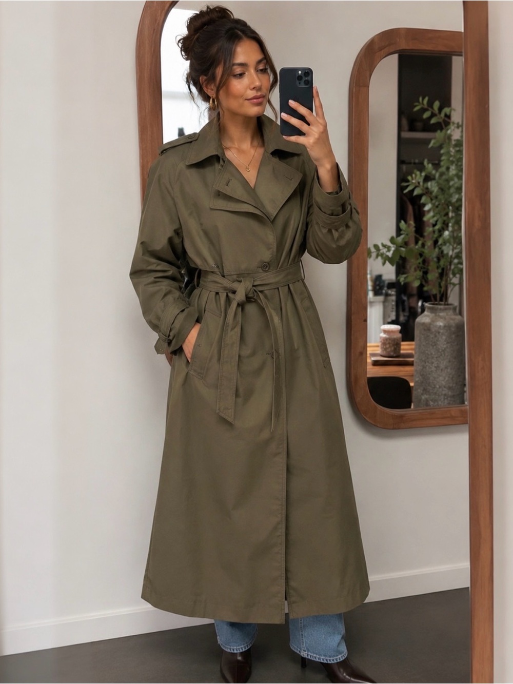 Vintage Classic Olive Trench Coat